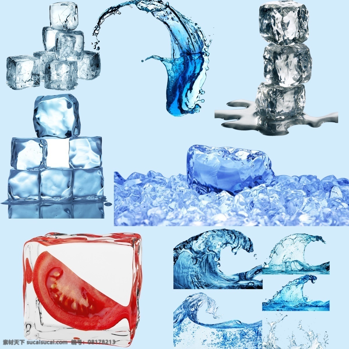 冰块分层 冰块素材 夏季冰爽 冰块 凉爽冰块 冰块分层素材 水花 西红柿冰块 分层 源文件