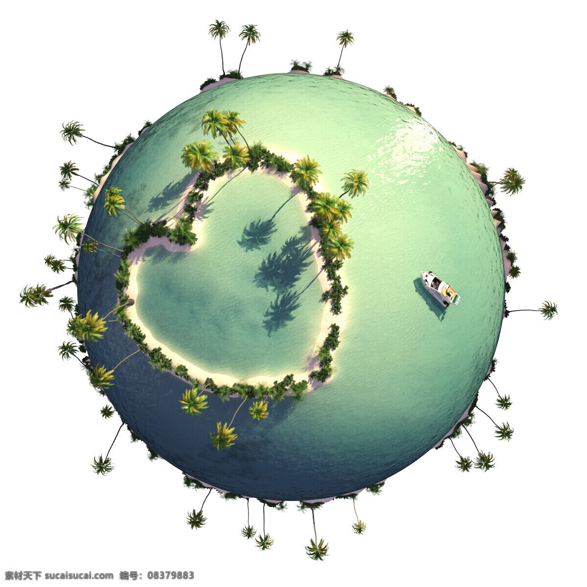 小 星球 上 岛屿 海洋 小星球 树木 船 其他类别 生活百科 白色