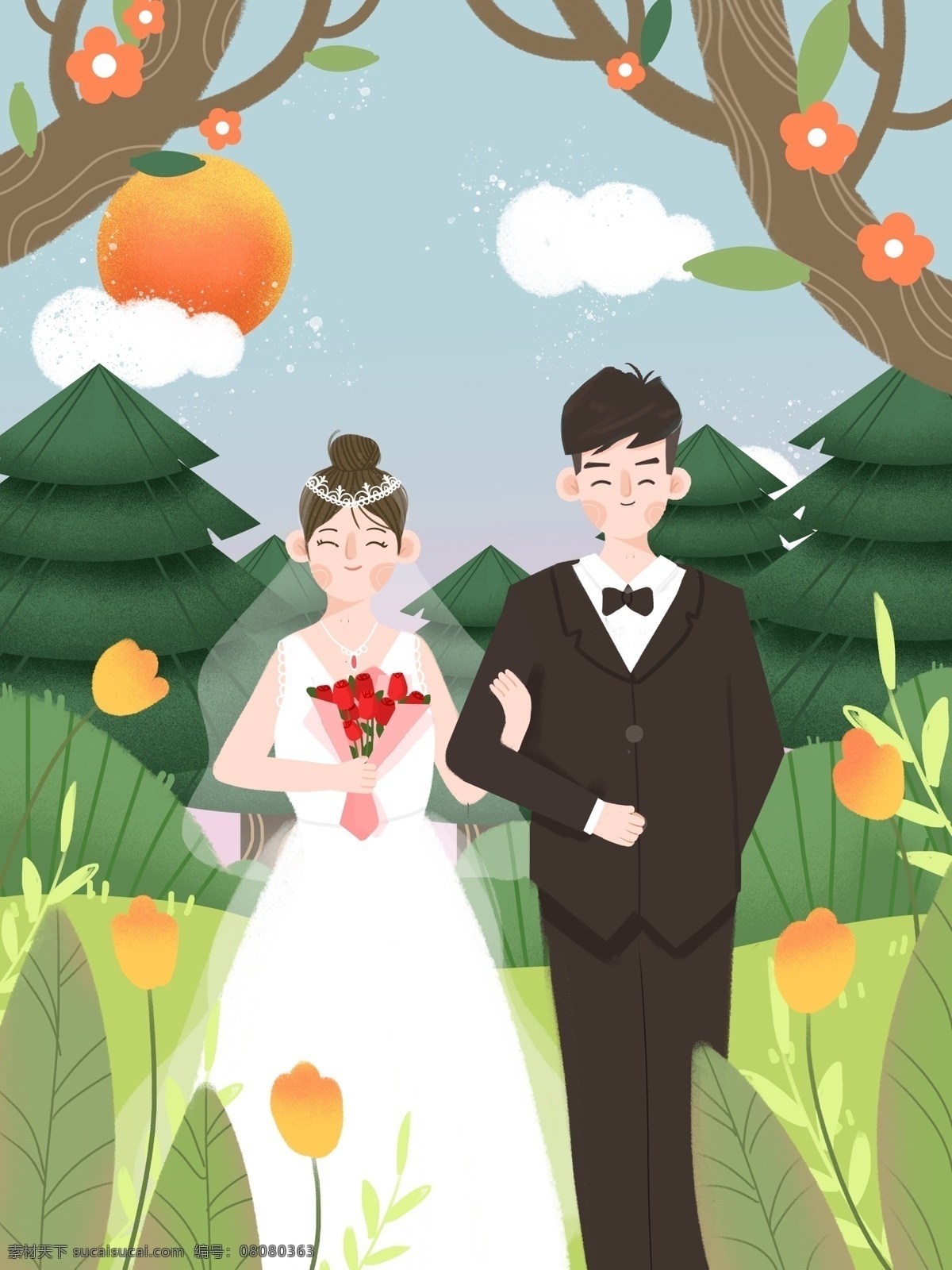 温馨 浪漫婚礼 现场 结婚 小 清新 噪 点 插画 情人节 玫瑰花 花朵 七夕 卡通人物 婚礼现场 小清新插画 婚纱 植物 甜美浪漫 老公老婆 西装 松树 噪点插画 亲密 男生 女生 白云 大自然插画 温馨治愈 鲜花