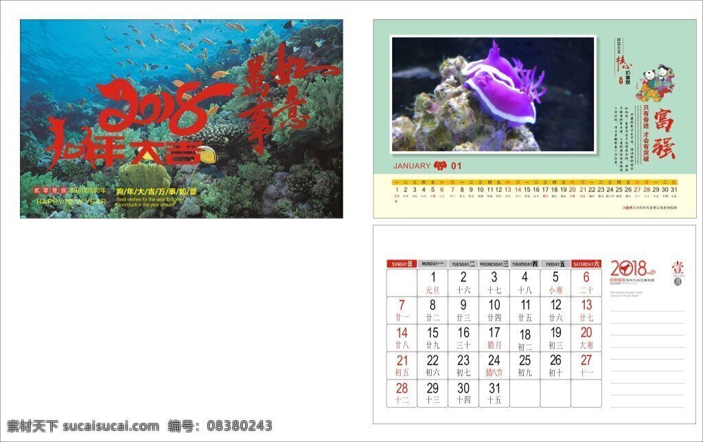 珊瑚 台历 2018 台历原素 海洋设计