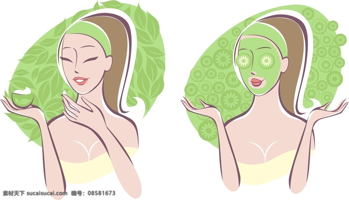 线条 美女 矢量图