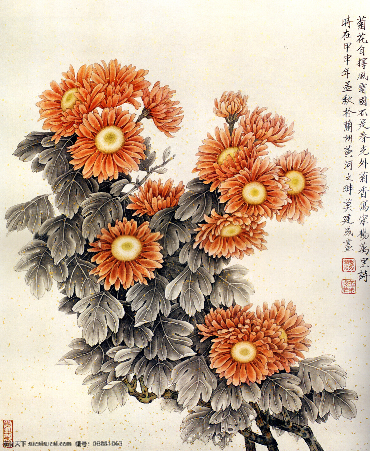 国画菊花 国画 花鸟画 菊花 绘画 绘画书法 文化艺术