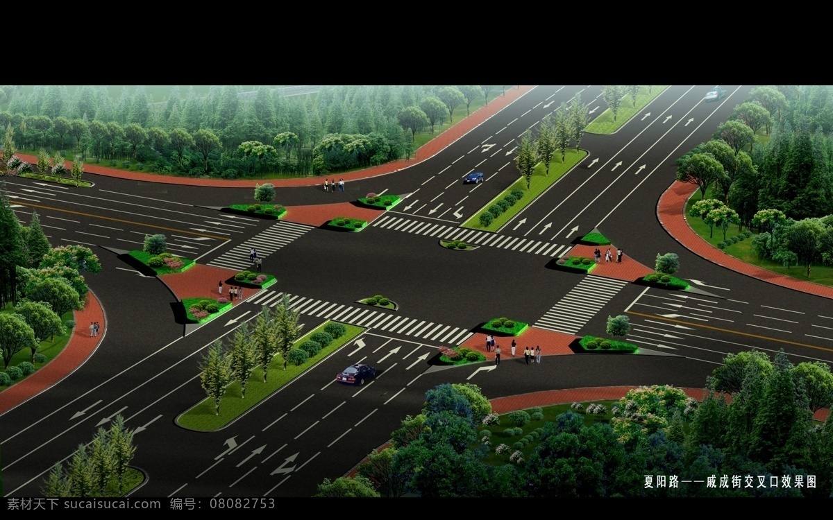 道路 道路绿化 环境设计 绿化 园林 园林设计 园林效果图 源文件 十字路口 模板下载 十字路口设计 道路路口设计 道路景观 装饰素材 园林景观设计