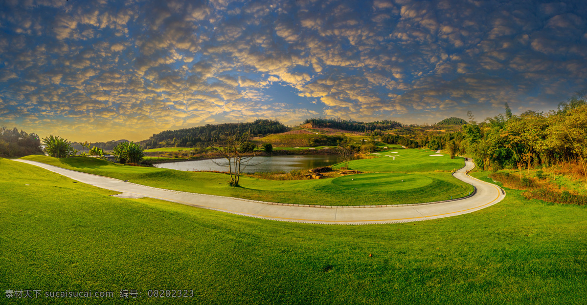 高尔夫球场 球场 高尔夫广告 高尔夫球 高尔夫背景 球场背景 蓝天白云 自然景观 山水风景