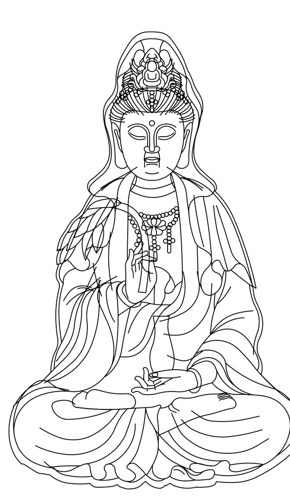 观音线稿 佛线稿 吉祥图案 白描观音 传统宗教 宗教文化 矢量收集