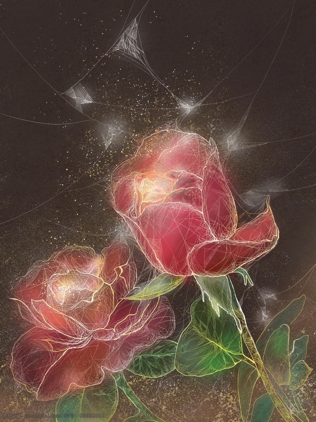 植物 复古 方 玫瑰 复古风 独特 透明 插画