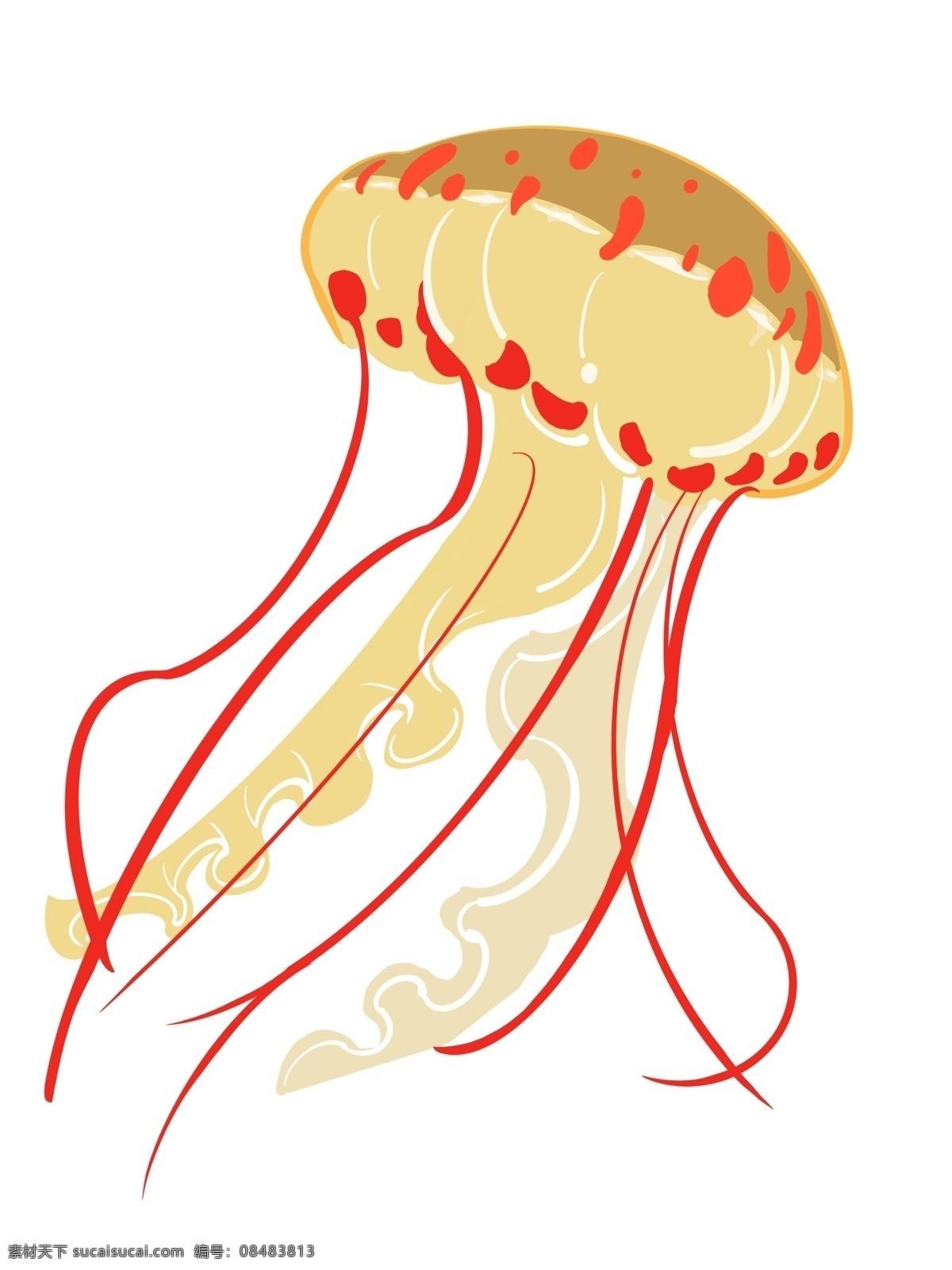 黄色卡通水母 水母 黄色 生物