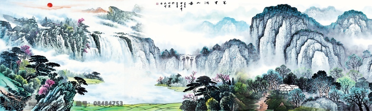 中国 风 山水画 客厅 墙壁 画 山水 中国风 中式 挂画 泰山