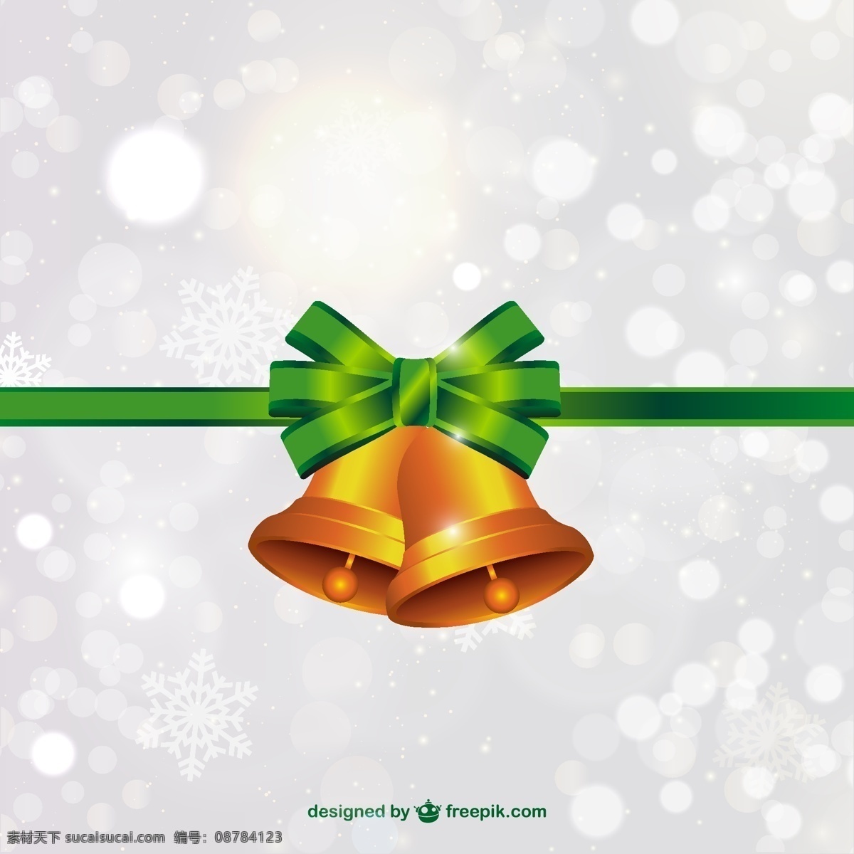 圣诞 钟声 绿色 蝴蝶结 矢量 背景 饰品 快乐 圣诞节 装饰品 圣诞快乐 问候