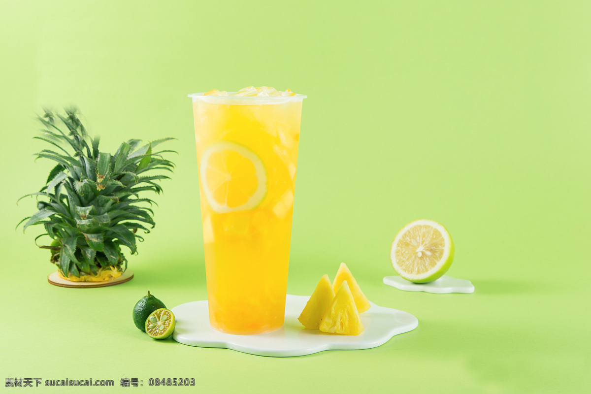 柠檬菠萝果汁 美味 水果 酸甜 柠檬 菠萝 果汁 水果茶 餐饮美食 饮料酒水