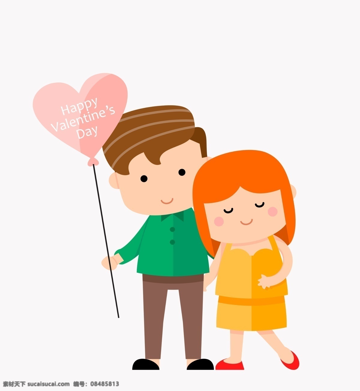 卡通情侣 情侣 卡通人物 气球 心形气球 标识 动漫动画 动漫人物