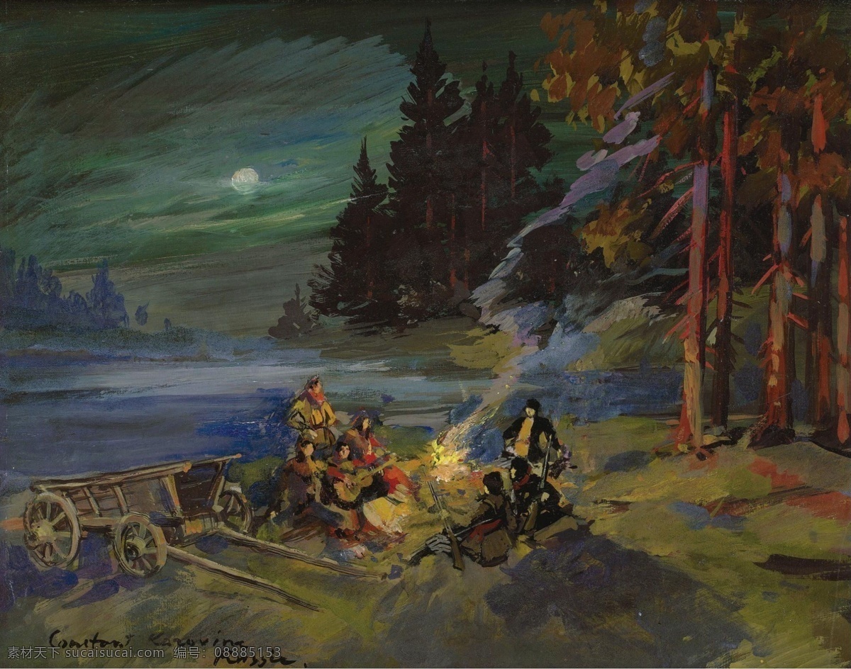 大师 画家 风景画 静物 油画 建筑 装饰画 campfire the korovin constantin 人物 高清 西方 国外 现代 家居装饰素材