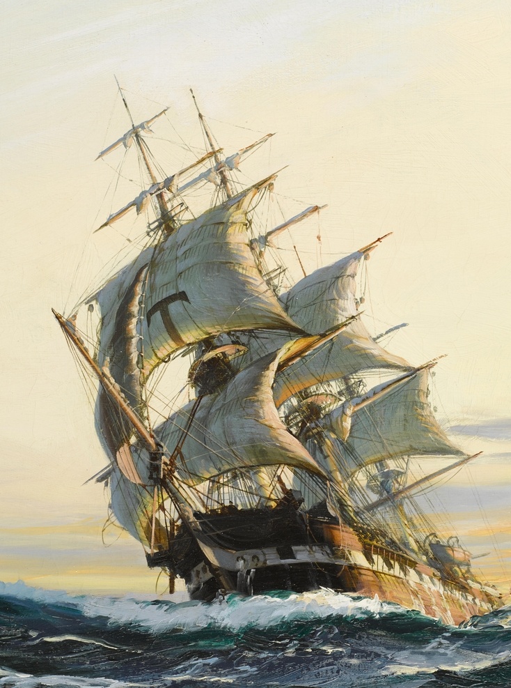 帆船大海油画 扬帆起航 一帆风顺 乘风破浪 帆船油画 大海油画 海洋油画 波澜壮阔 海洋画家 蒙塔古道森 海 道森 蒙塔古 道森蒙塔 航海大海油画 大海帆船 航海 文化艺术 绘画书法