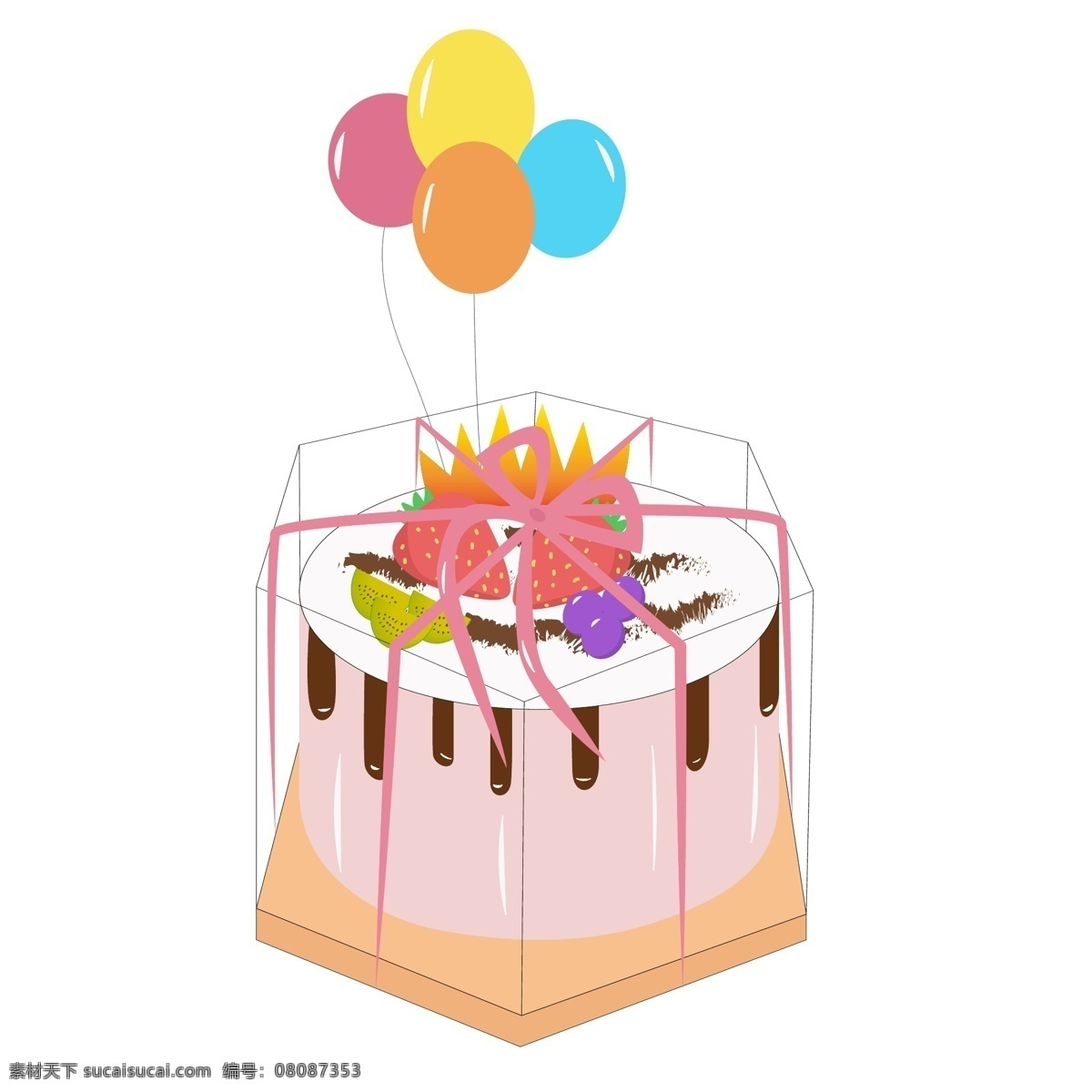 小 清新 礼花 气球 生日蛋糕 彩带 组合 装饰 小清新 蝴蝶结