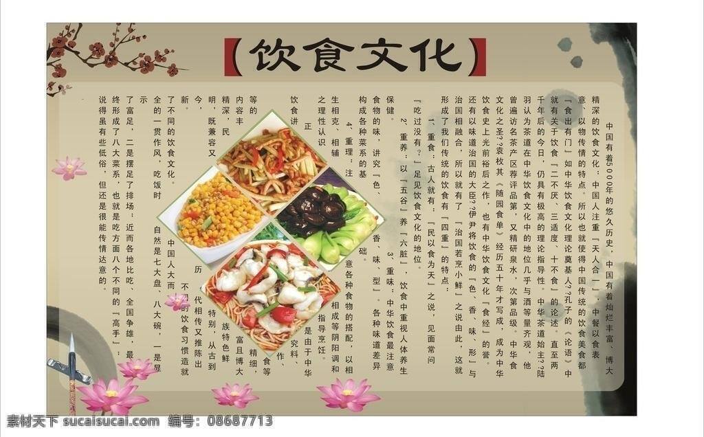 传统文化 古典背景 古典素材 荷花 梅花 食堂文化 饮食文化 矢量 模板下载 黑迹 菜 海报 矢量图 其他矢量图