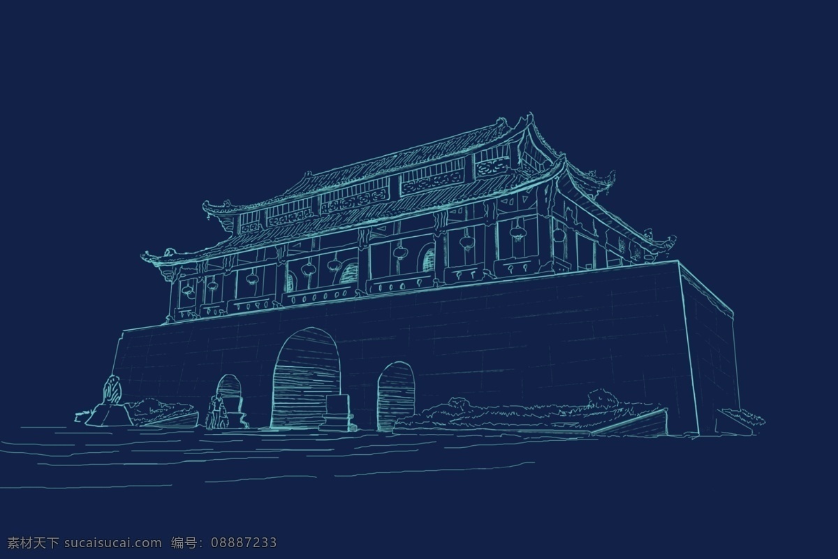 西城楼线稿 西城楼手绘 东莞 东莞西城楼 手绘 线稿 素描 速写 城楼 手绘城楼 手绘素材 底纹边框 背景底纹 分层 背景素材