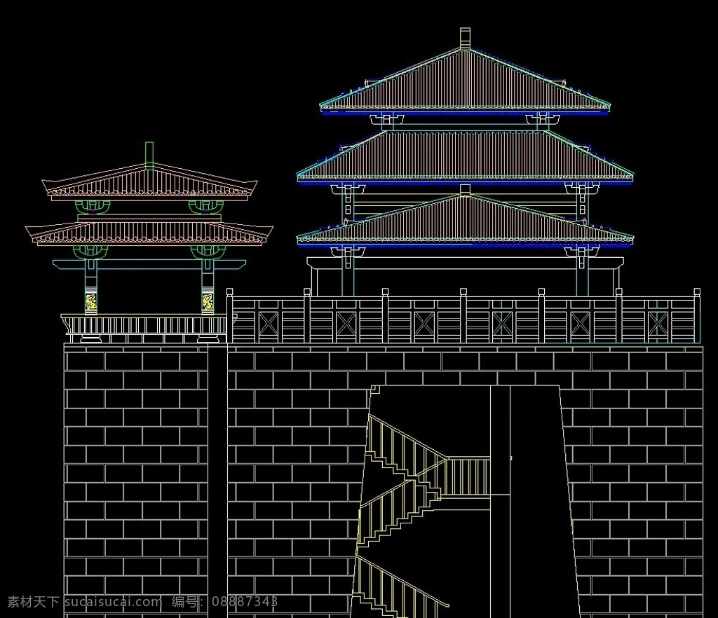 古城 门 建筑 施工图 城门侧立面 cad dwg 图纸 平面图 装修 装饰 室内设计 古建筑 廊架 景观 长廊 花架 棚架 凉亭 重檐 古堡 仿古 古典 古庙 八角亭 古塔 水榭 牌楼 茶社 仿古建筑 图 建筑设计 环境设计 源文件