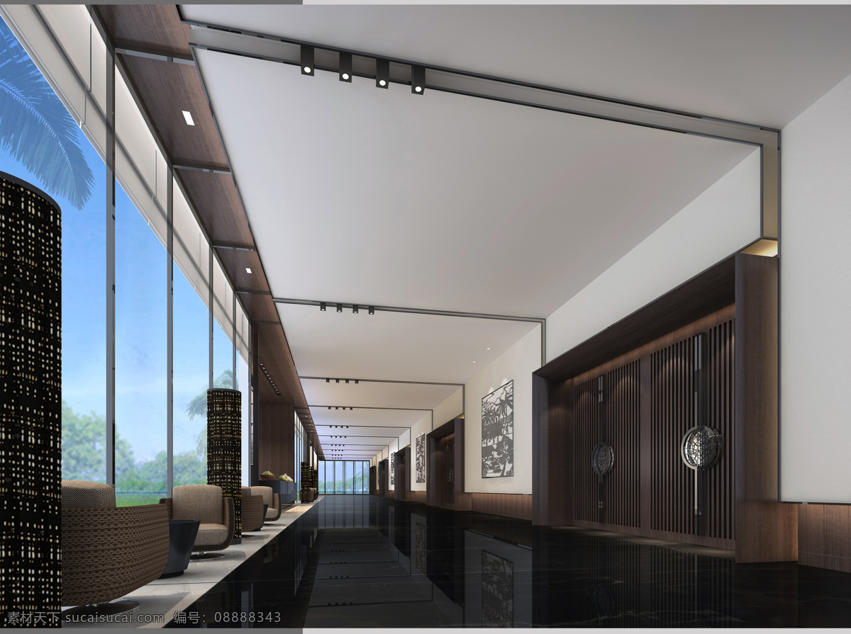 走廊 3d设计 3d作品 窗户 工装 酒店 欧式 走廊设计素材 走廊模板下载 家居装饰素材