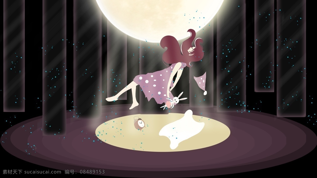 晚安 世界 夜晚 月亮 女孩 唯美 梦境 夜晚月亮 唯美梦境 好梦 漂浮 月光 晚安世界 月亮与女孩