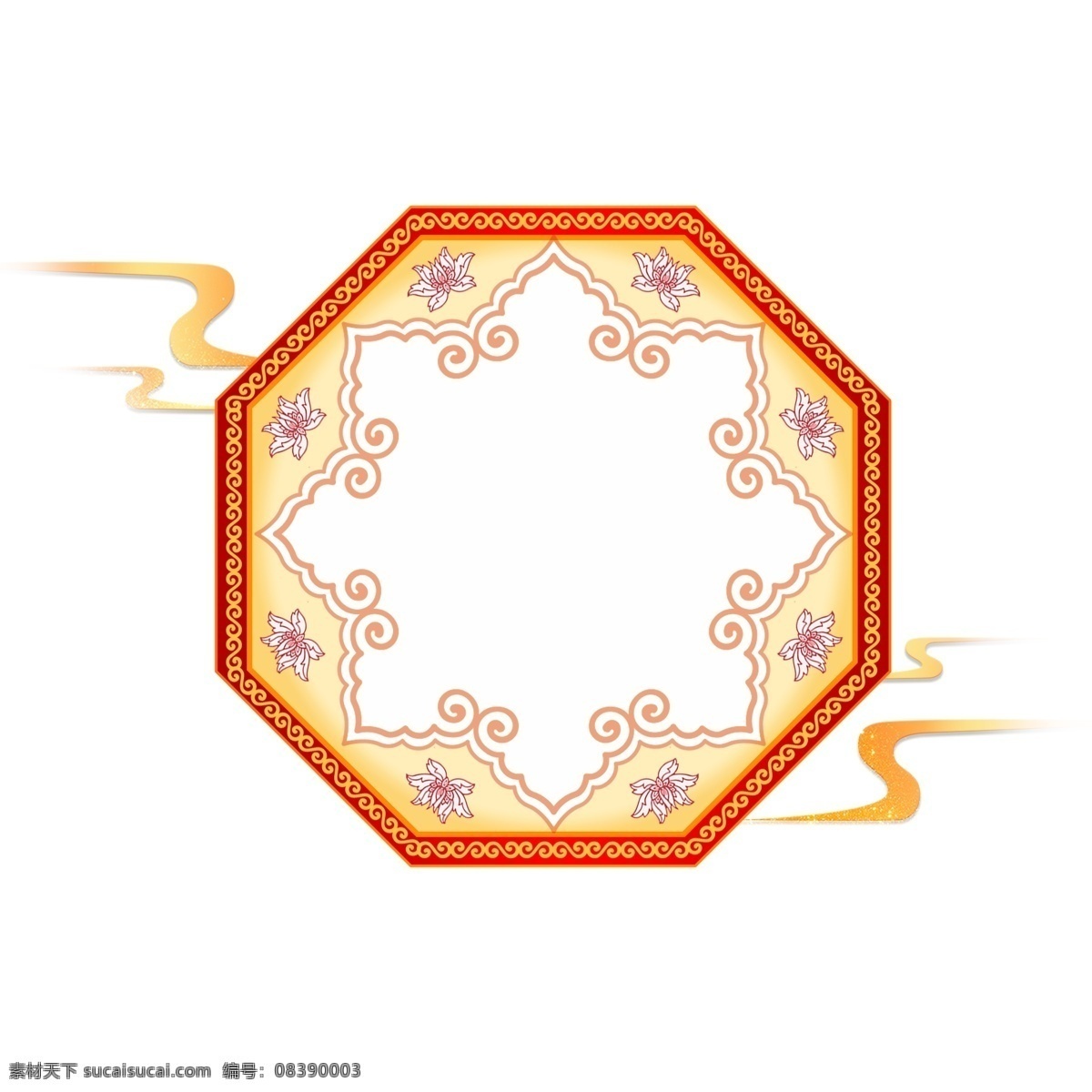 节日 花卉 中国 风 边框 中国风 剪纸 红色 花边 黄色 手绘 云纹