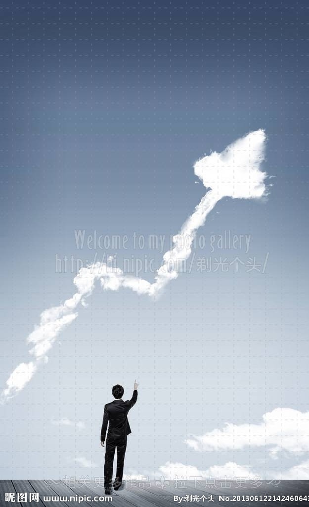 箭头 浮云 箭头描述 相像 云 天空 空中 上升 指向 指示 办公人员 白领 商业概念模版 商业概念 商业概念海报 商业模版 商务合作 分层 源文件