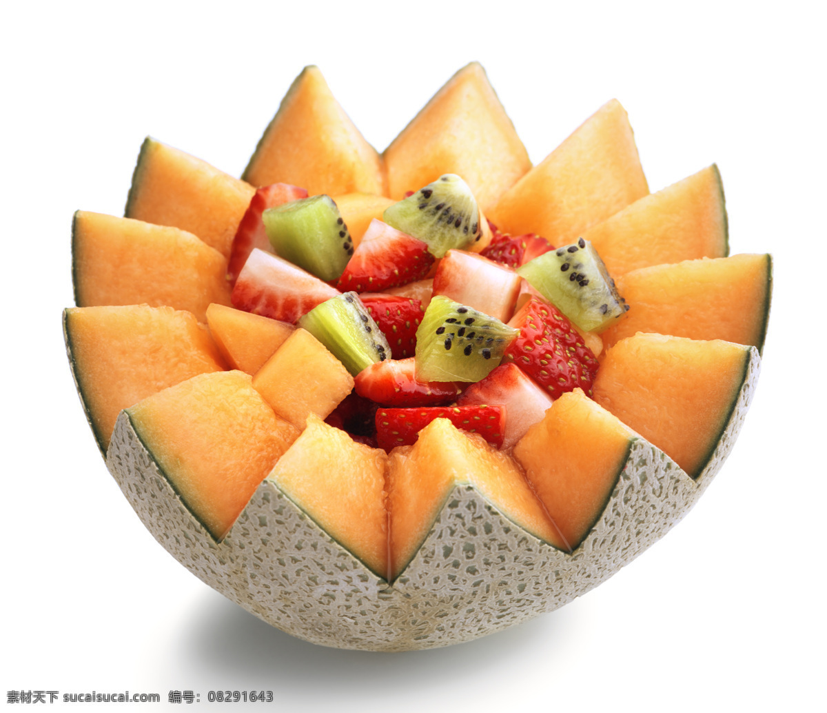 哈密瓜 水果 沙拉 草莓 猕猴桃 新鲜水果 水果摄影 果实 水果图片 餐饮美食