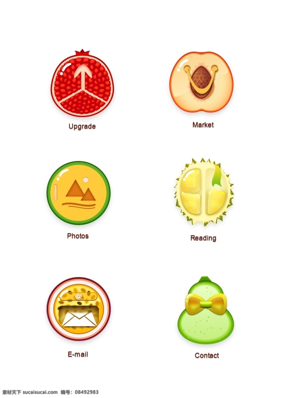 手机 app 水果 主题 图标 icon app图标 蔬菜 石榴 桃子 信封 水果主题 手机出题 榴莲 梨子 山