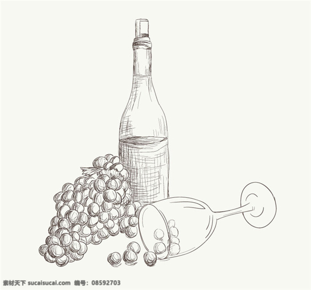 素描 葡萄 红酒 杯 美食图片 葡萄酒 红酒杯 素描葡萄 手绘葡萄 手绘红酒 手绘酒杯 白色