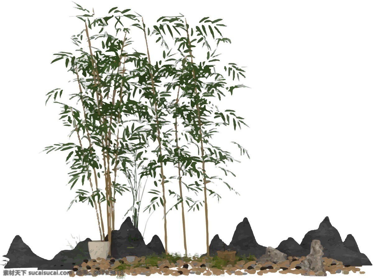 中式 植物 家居 盆栽 元素 中式盆栽 摆件 产品