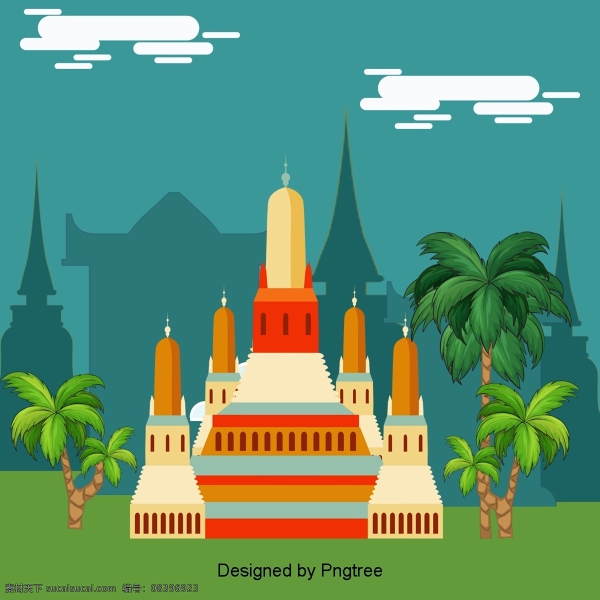 泰国 建筑 窟 阿伦 椰子树 这个 宏伟 宫殿 历史 旅游景点