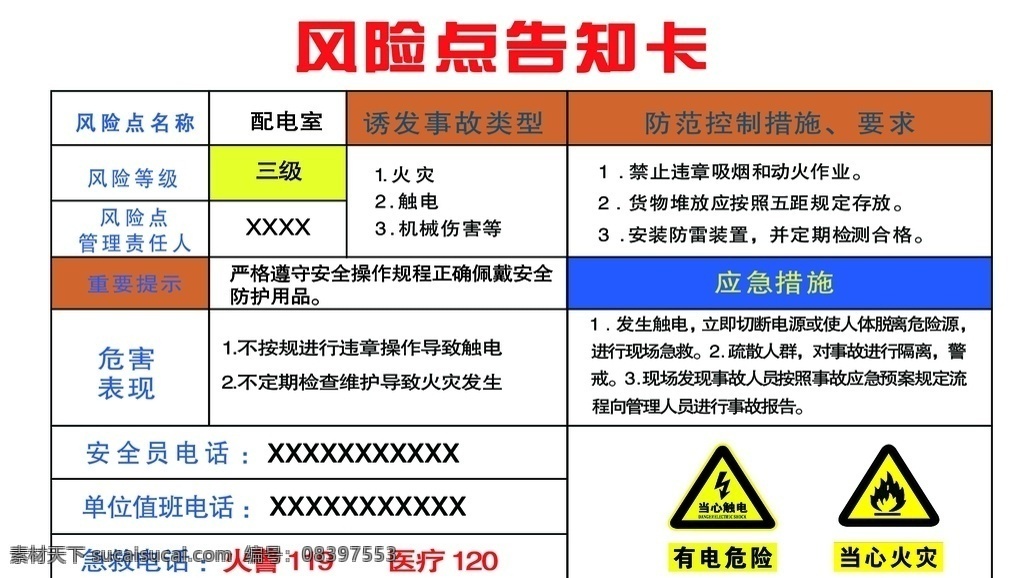 风险点告知卡 安全 工厂 简单 美观 分层