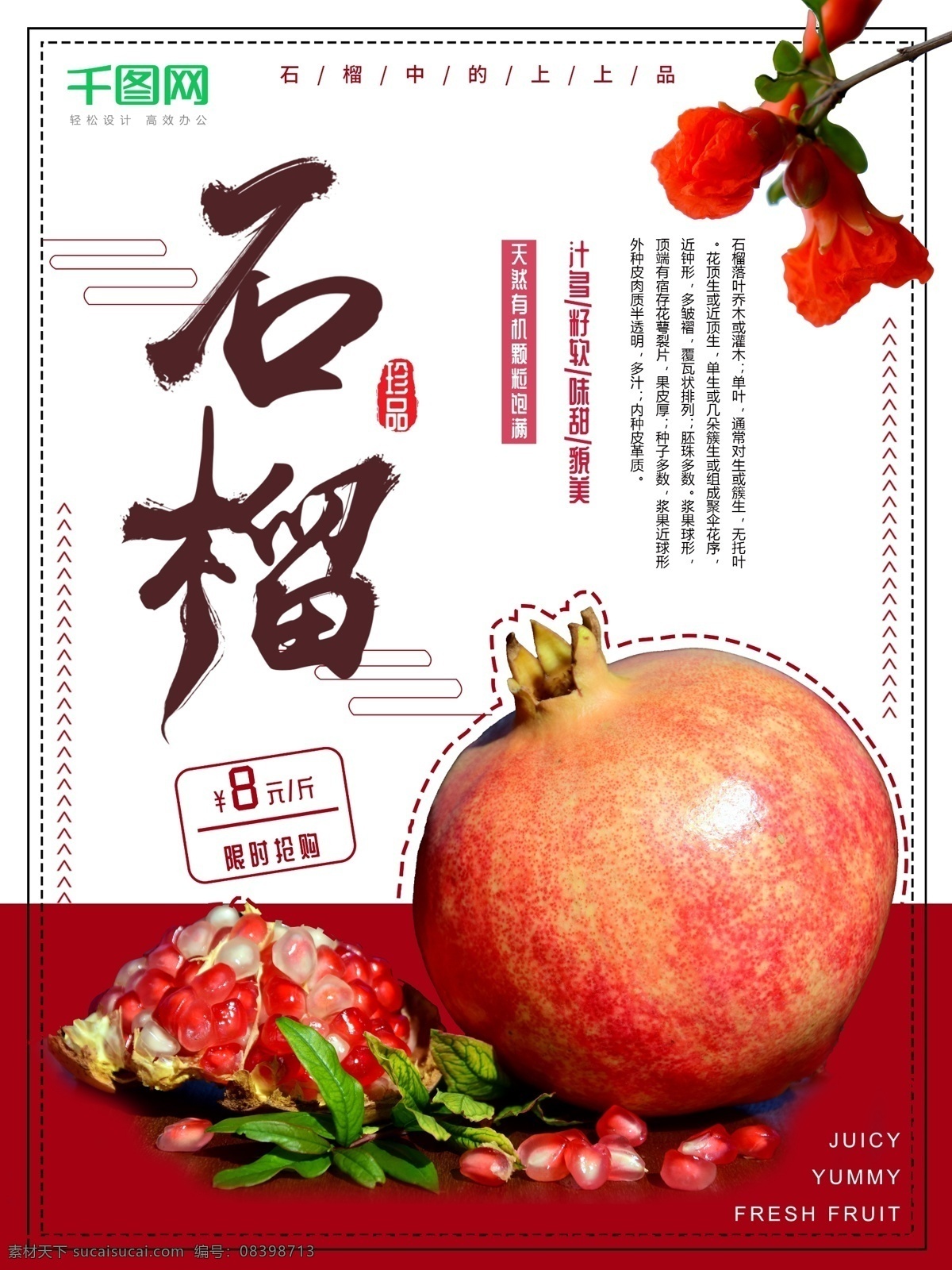 小 清新 石榴 红色 美食 海报 小清新 美食海报 石榴籽