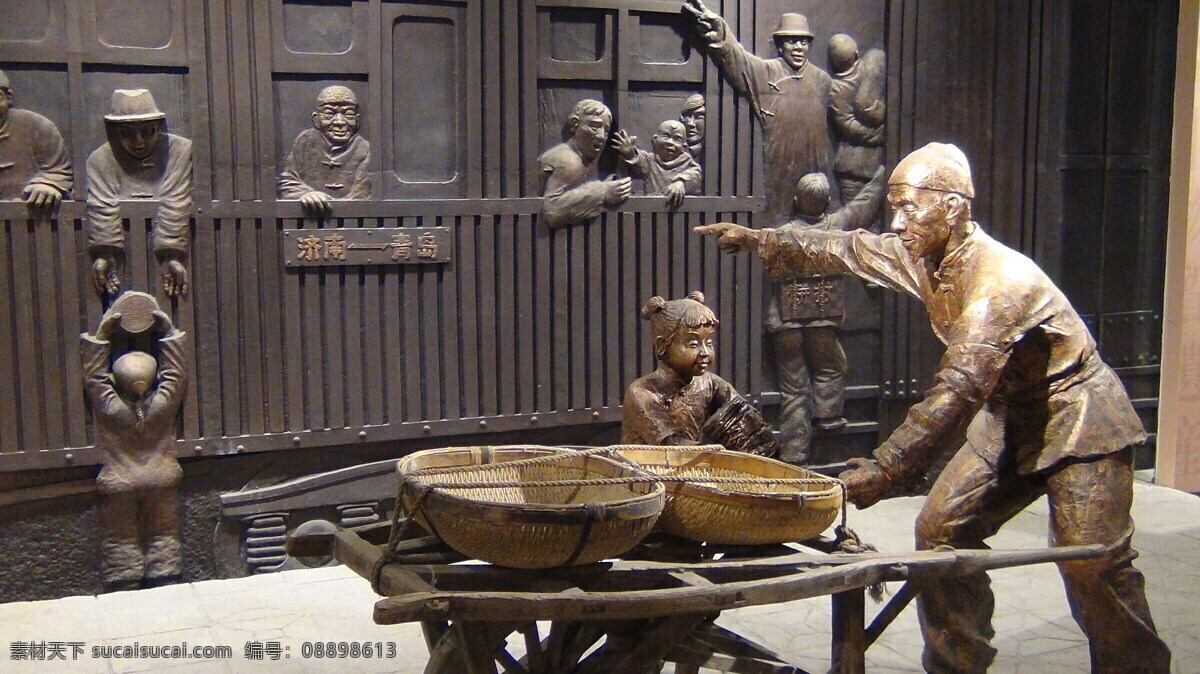 摄影图库 济南青岛 雕塑 烧饼 周村烧饼 火车 火车站 雕塑卖杂货 复古雕塑 历史 建筑园林