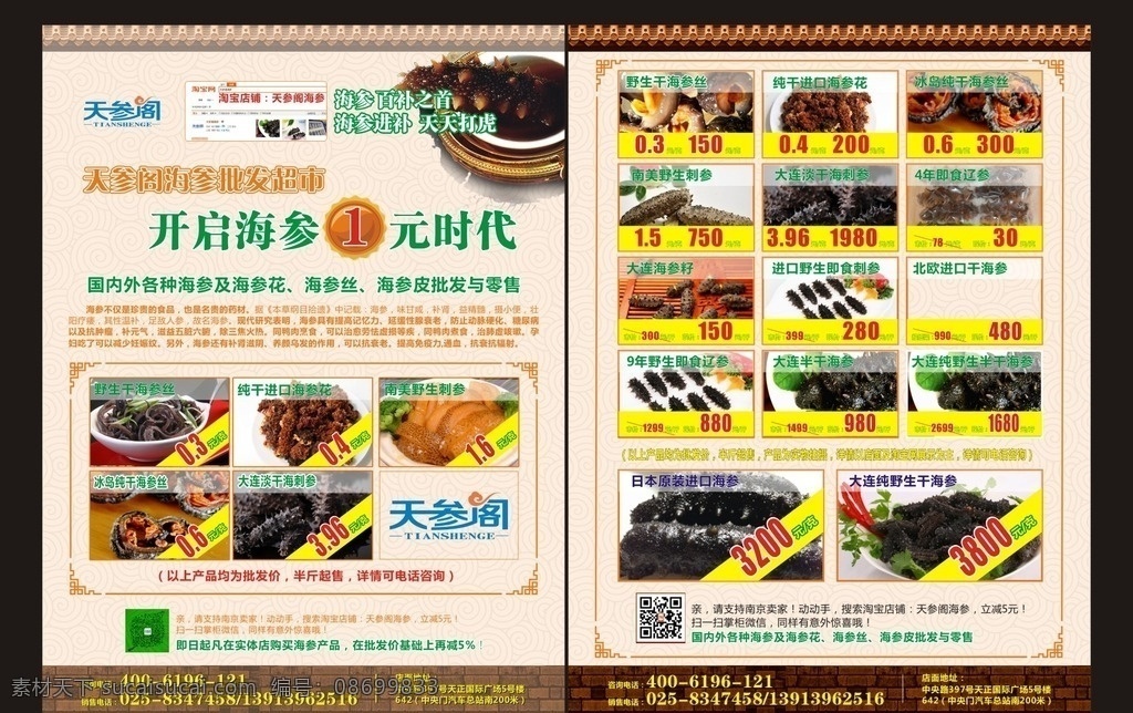 海参单页 天参dm单 单页 海参批发 进口海参 人参