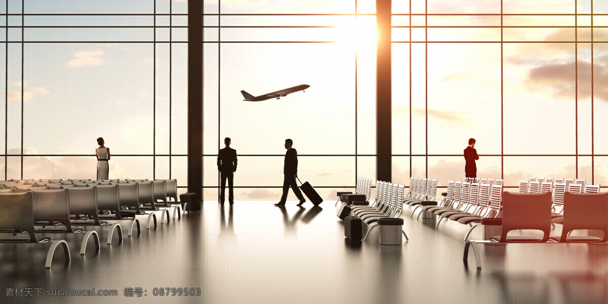 候机室 摄影图片 飞机场 客机 座位 椅子 职业人物 人物剪影 飞机 建筑设计 环境家居 白色