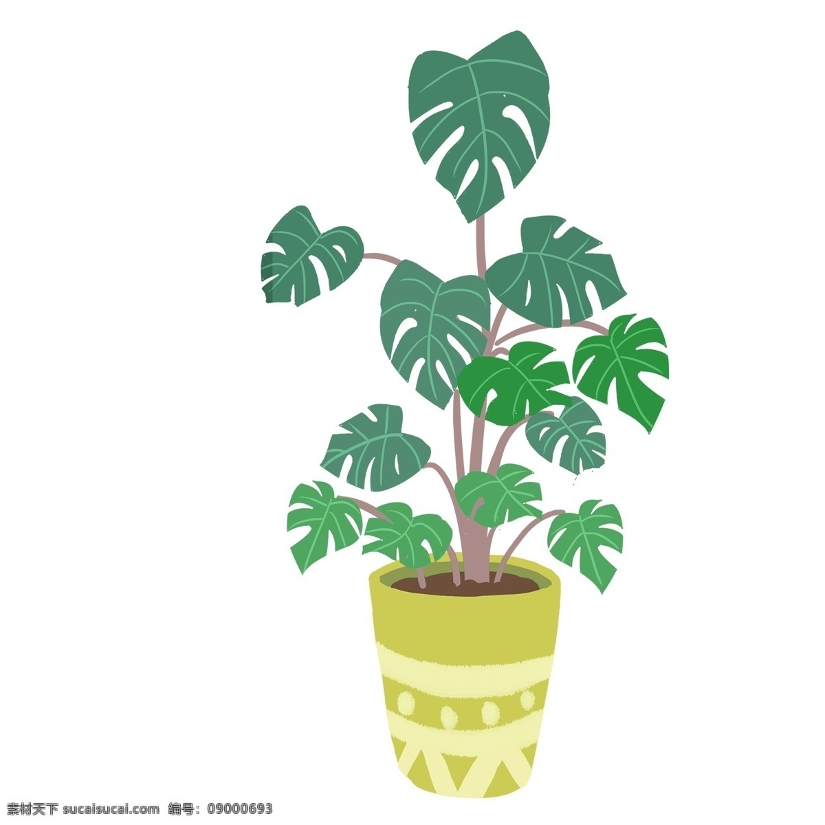 绿色 盆栽 植物 花盆 卡通 彩色 小清新 创意 手绘 绘画元素 现代 简约 装饰 图案