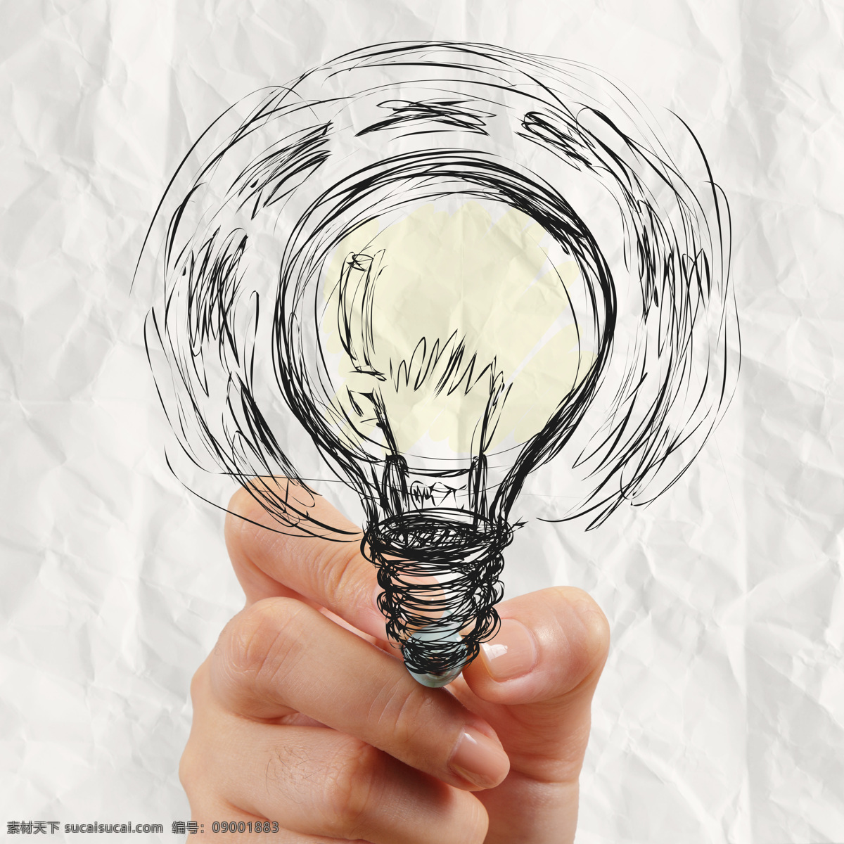 画 电灯泡 握笔手势 电灯 手绘电灯 创意想法 创新思维 其他类别 生活百科
