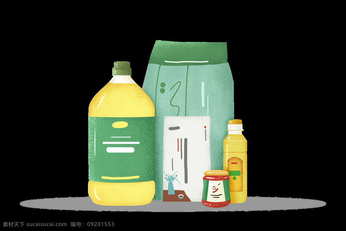 粮食 油瓶 色拉油 插画 卡通 png格式