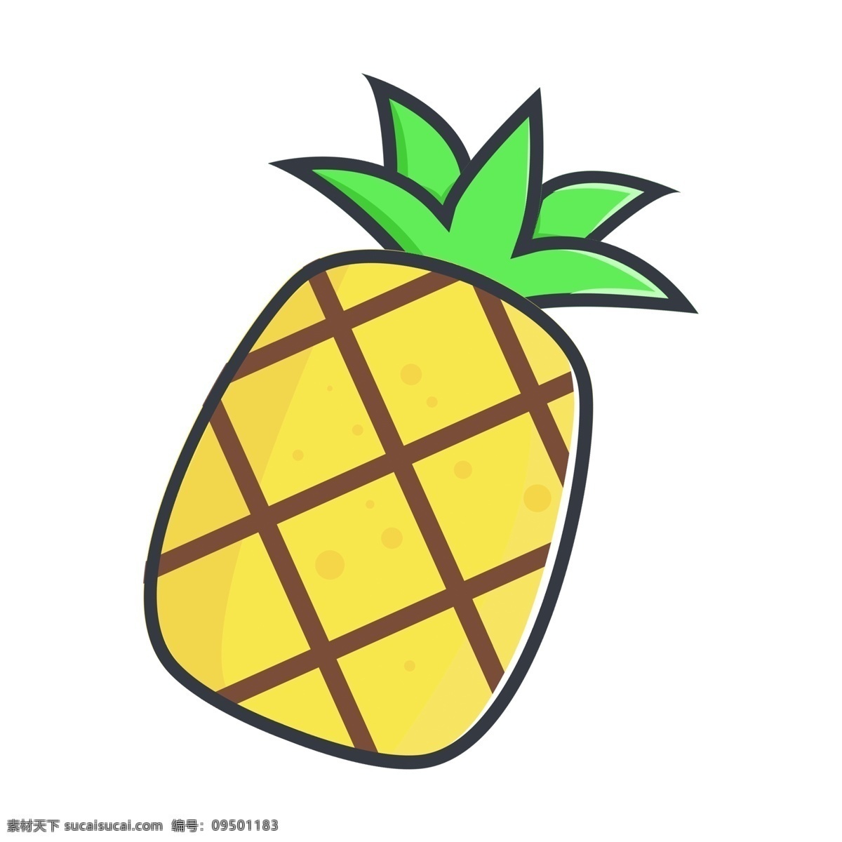 清新 手绘 菠萝 卡通 美食 元素 透明素材 卡通元素 食材 水果