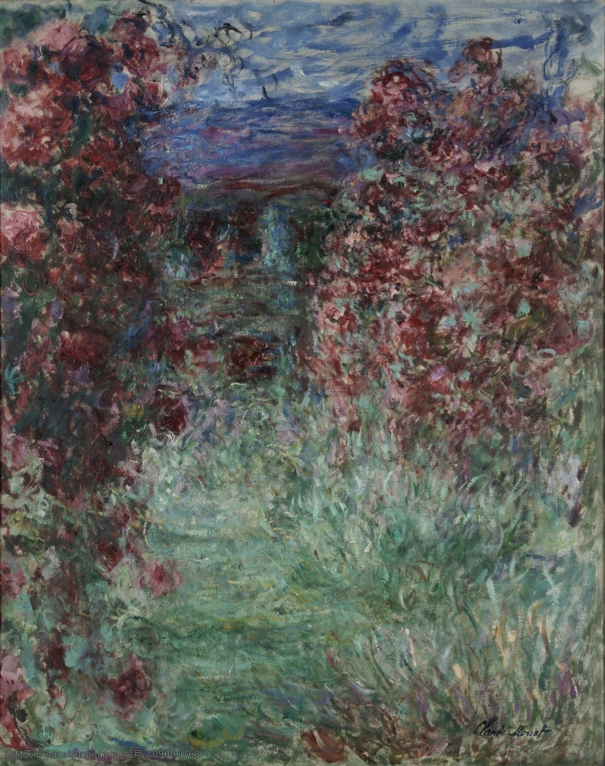 风景 建筑 田园 植物 水景 印象 画派 写实主义 油画 装饰画 roses the among house 家居装饰素材