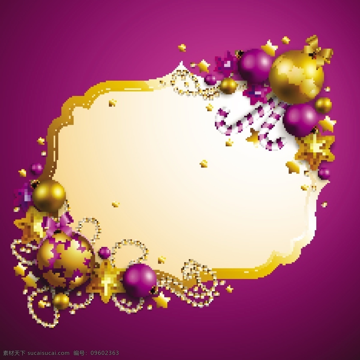 金色 紫色 圣诞 装饰 框 背景壁纸