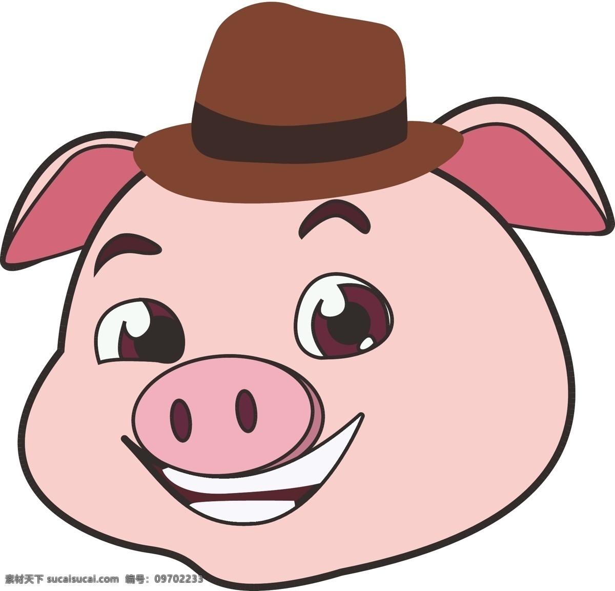 猪头 戴帽子的猪 猪猪 可爱的猪