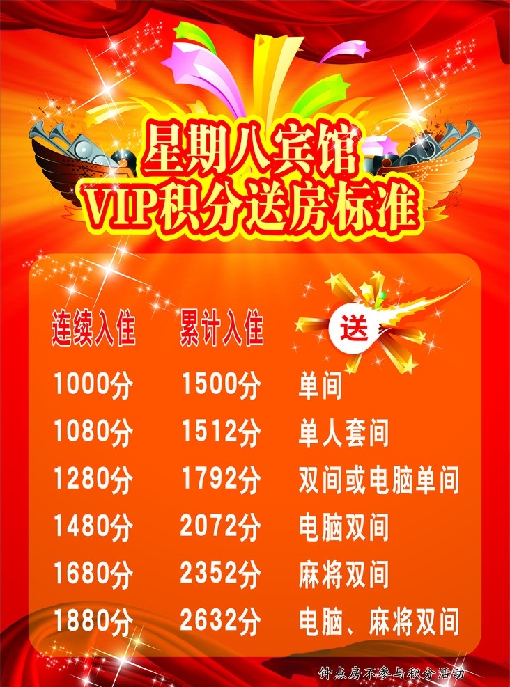 积分换分 活动 背景 红色 闪光 星星 喜庆 宾馆 彩带 翅膀 喇叭 五角星 星期八 矢量素材 其他矢量 矢量