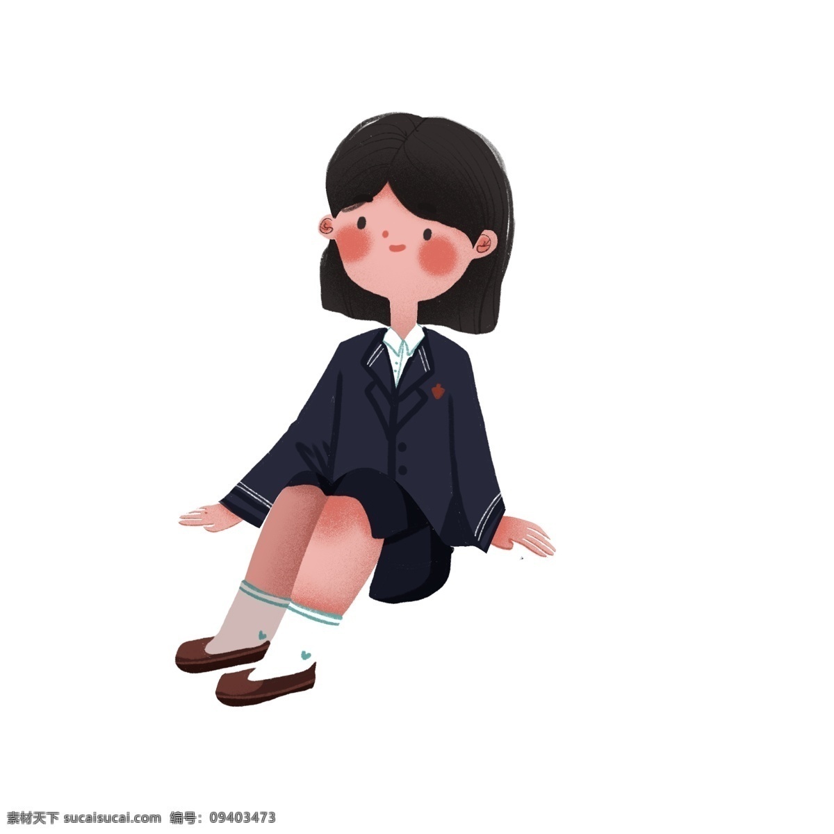 坐 的卡 通 女 学生 人物 元素 卡通 手绘图案 简约 创意元素 女学生 手绘 元素装饰 手绘元素 psd元素 人物元素