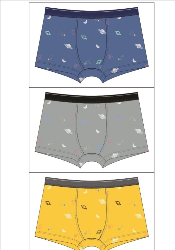星球 太空 元素 男士内裤 图案 服饰设计 图案设计 矢量图 服装设计