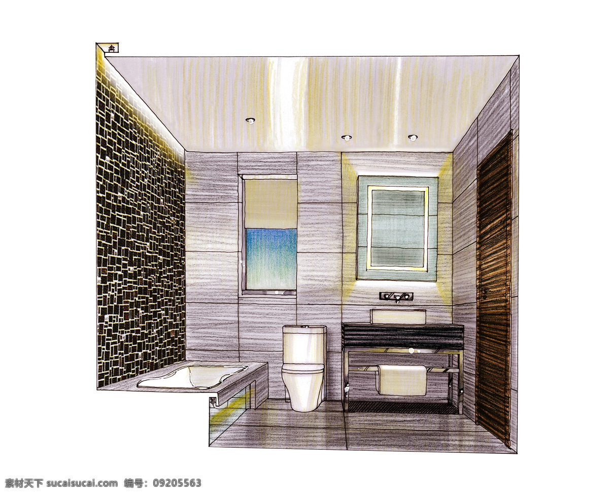 主 卫 透视图 手绘 3d建筑 室内设计 手绘建筑 素描 效果图 模板下载 建筑 家居 模型 大厅 设计素材 室内 装饰素材