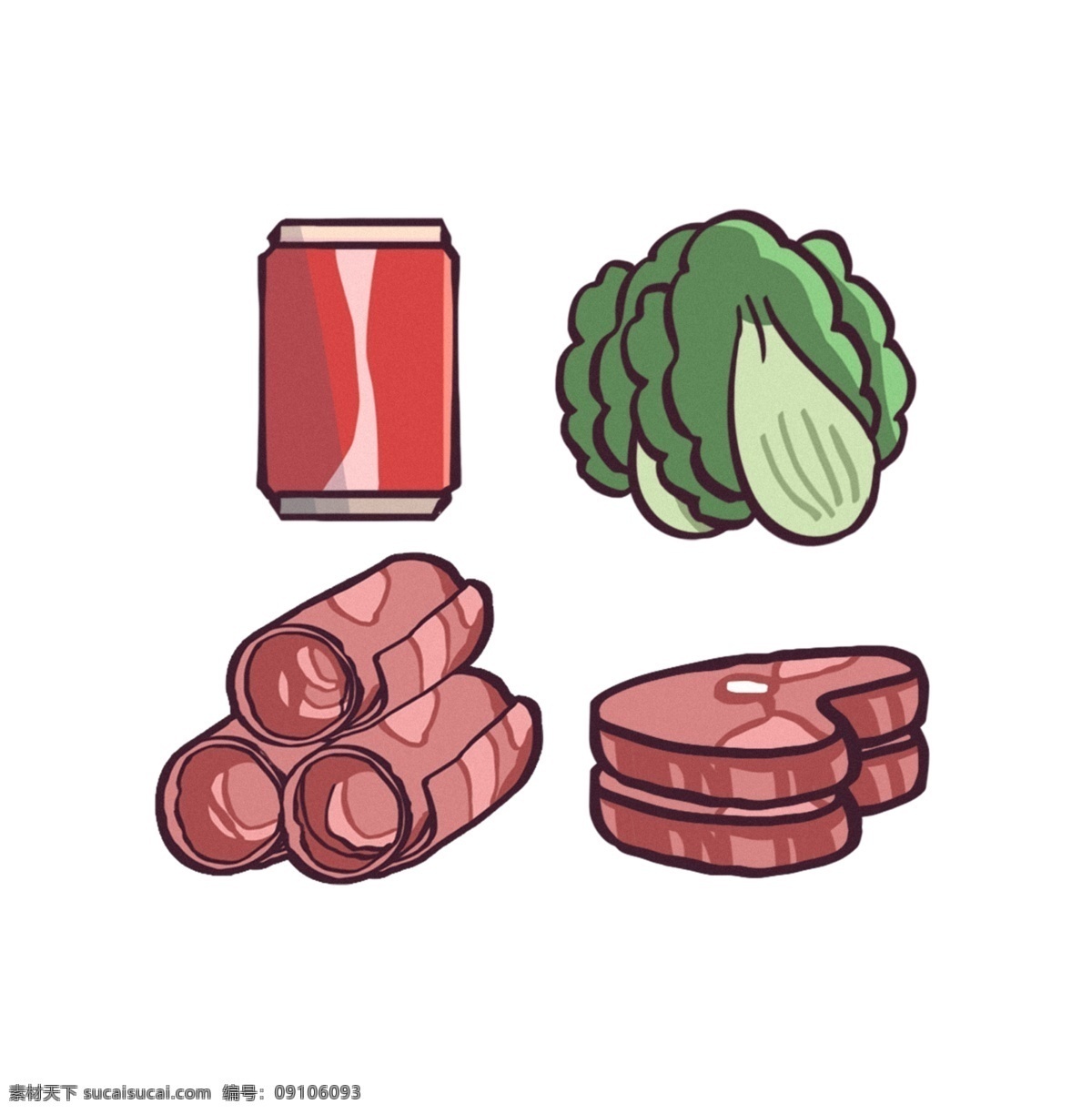 牛排 肉 卷 蔬菜 可乐 手绘 素材图片 食物 插画 手绘素材 肉卷 食物素材 psd素材 大餐 食材 分层