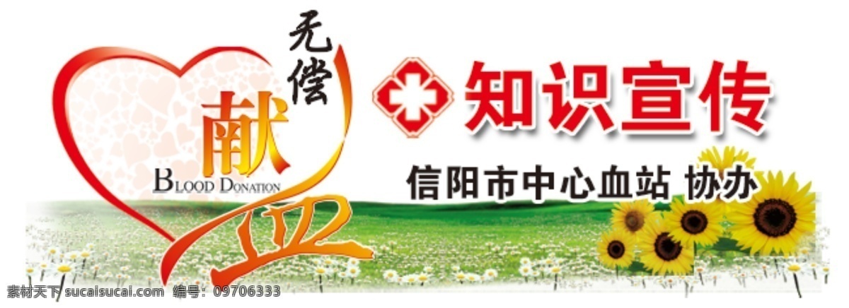 无偿献血 知识 宣传 报纸 绿草 献血 向日葵 心 无偿 栏花 原创设计 其他原创设计