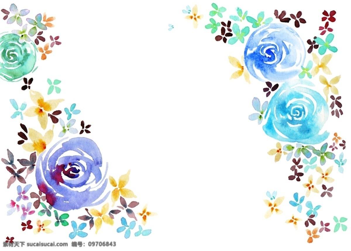 月季花 植物 背景 底纹 蓝色的花朵 月季花底纹 卡通插画 底纹插画 花朵插画 鲜花插画 花丛插画