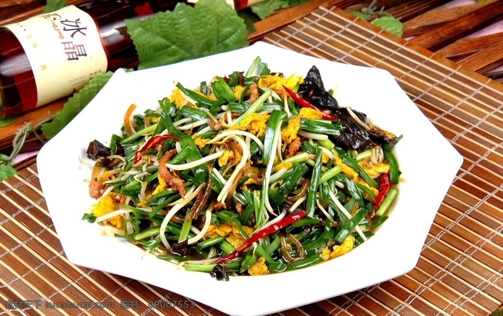 炒五花菜 韭菜豆芽等 家常小炒 高清美食图片 中餐美食 菜牌素材 传统美食 餐饮美食